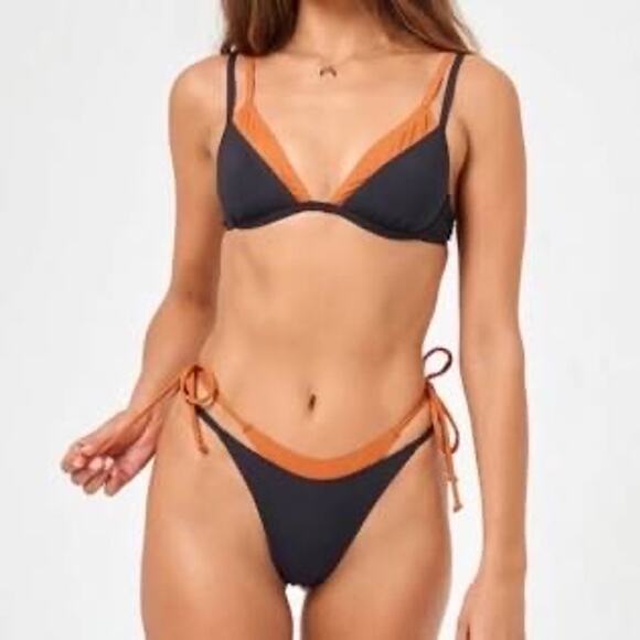 L*Space Fused Zendaya Bikini Top – Black & Sienna Layered (Size M, NWT) - Picture 6 of 9